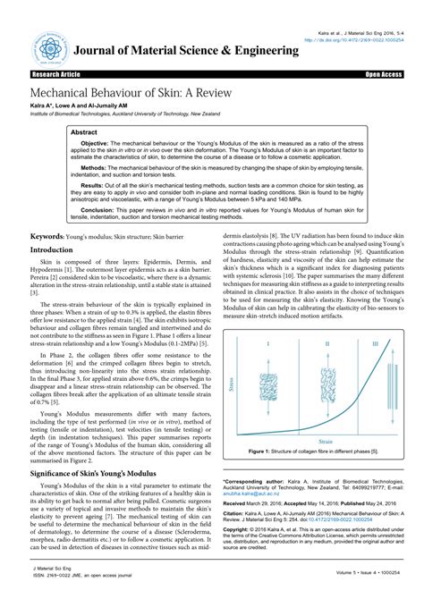 Mechanical Behaviour of Skin: A Review 